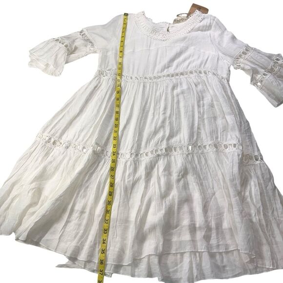 New Listicle White Crochet Eyelet Dress Large Gauze Lined Boho Beachy - Picture 12 of 16